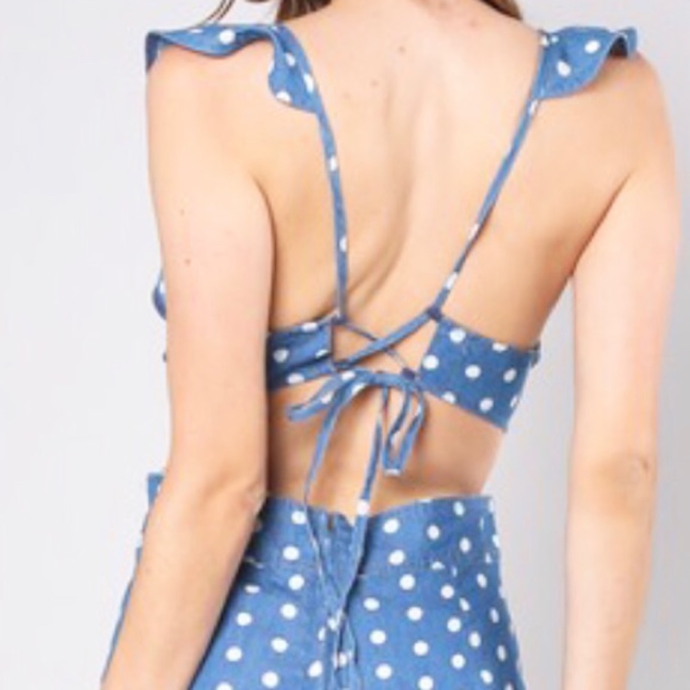 ☀️LAST2️⃣//DENIM POLKA DOT JUMPSUIT - Picture 4 of 8